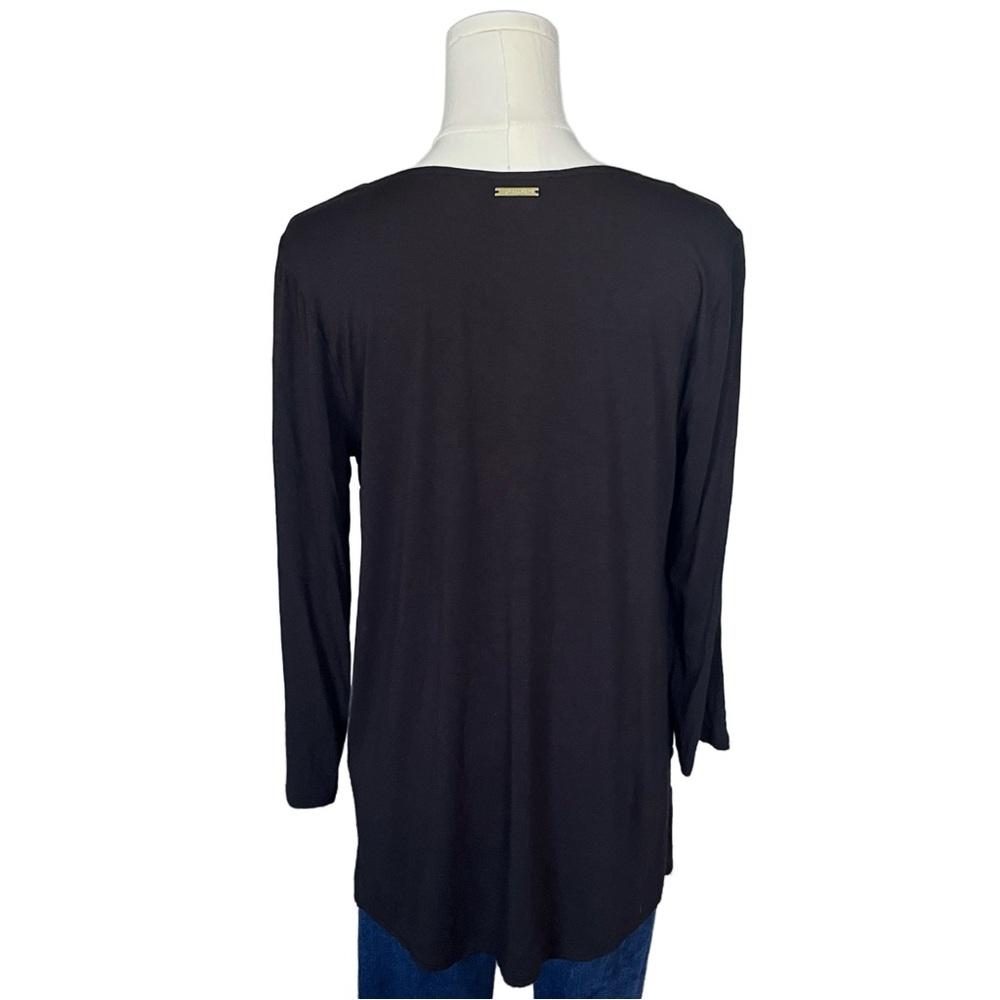 Michael Kors Black V-Neck Long Sleeve Tunic Blouse - Picture 2 of 8